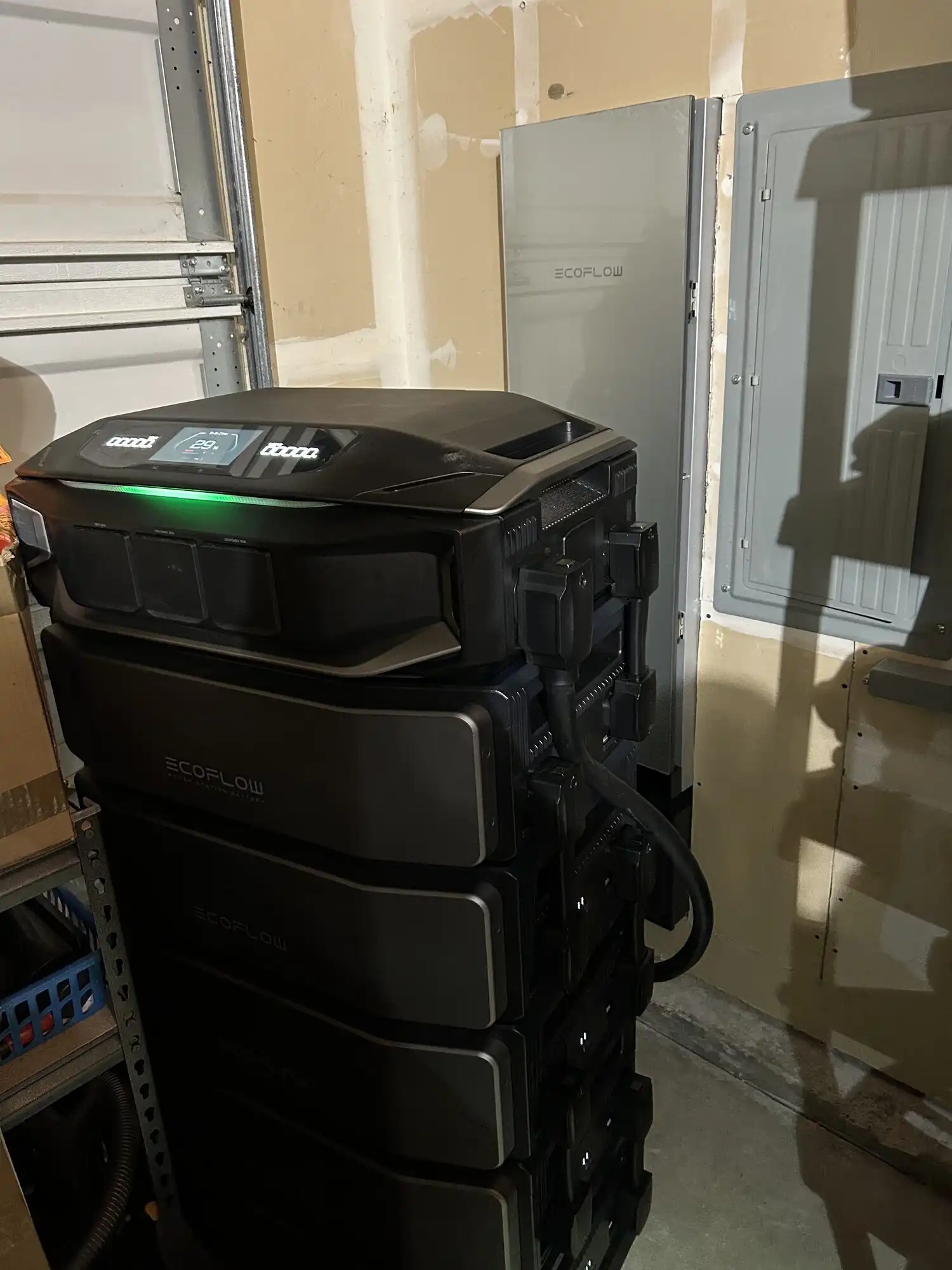 EcoFlow Delta Pro Ultra with stacked batteries and Smart Home Panel 2 whole-home backup installed in Puyallup, WA