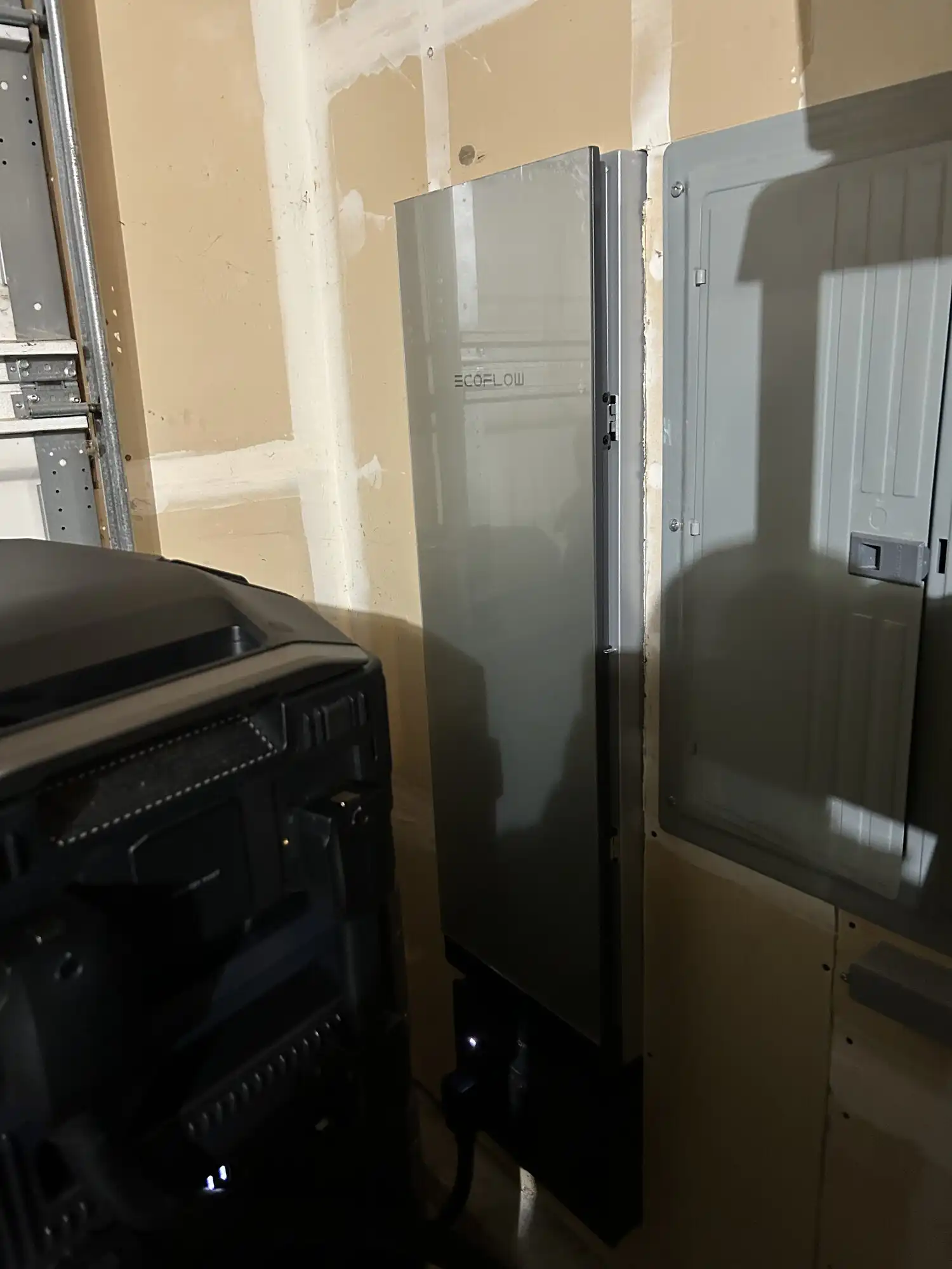 EcoFlow Smart Home Panel 2 mounted next to the main electrical panel for battery backup in Puyallup, WA