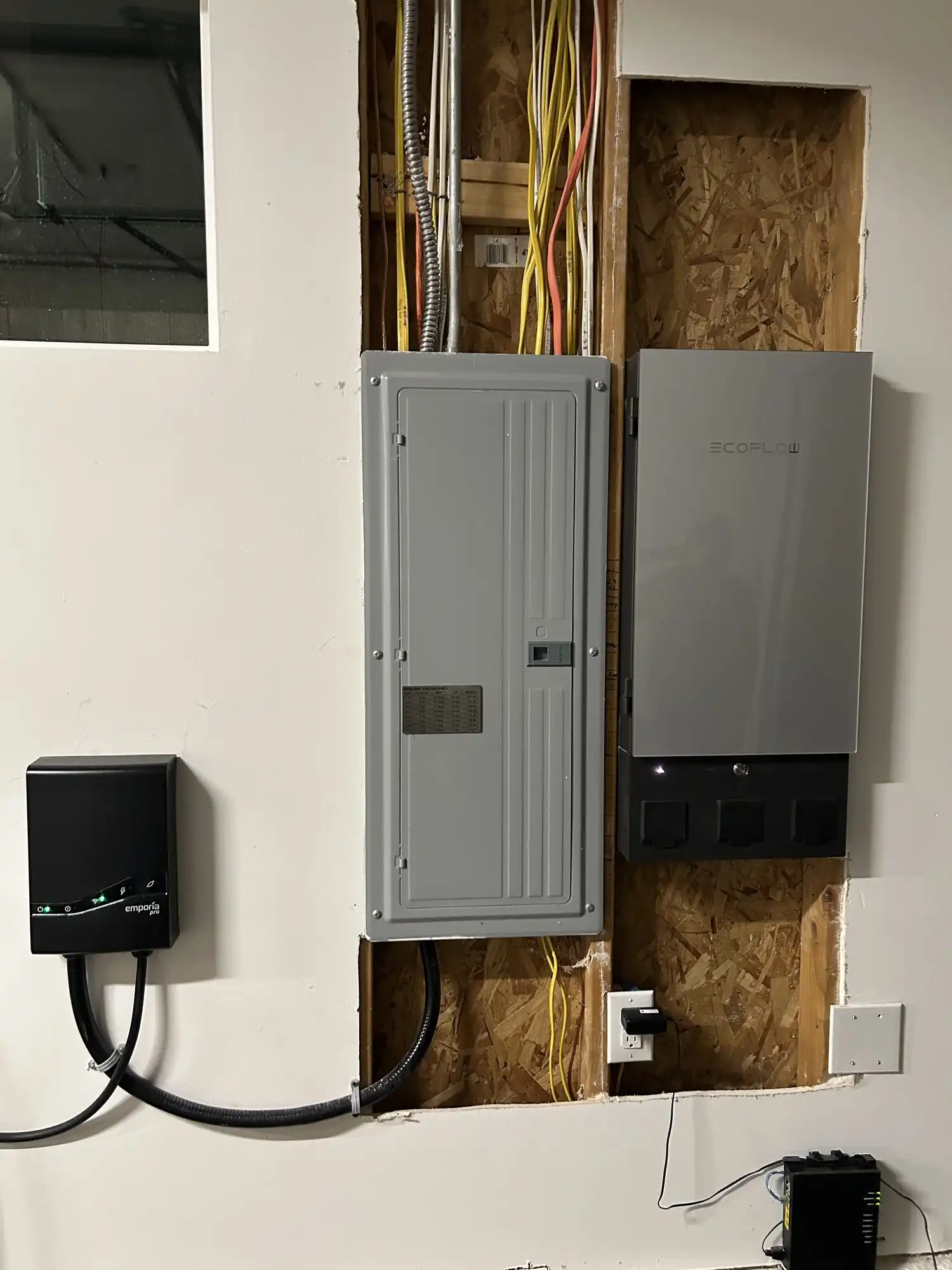 Seattle home backup power setup: EcoFlow Smart Home Panel 2, main panel and Emporia Pro EV charger